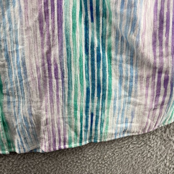 Soft Surroundings Senna Pastel Stripes Gauze Button Down Shirt Tunic Pockets XL - Picture 14 of 15